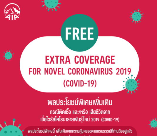 เอไอเอ ประเทศไทย เพิ่มคุ้มครองผลประโยชน์ลูกค้าฝ่าวิกฤตไวรัสระบาด