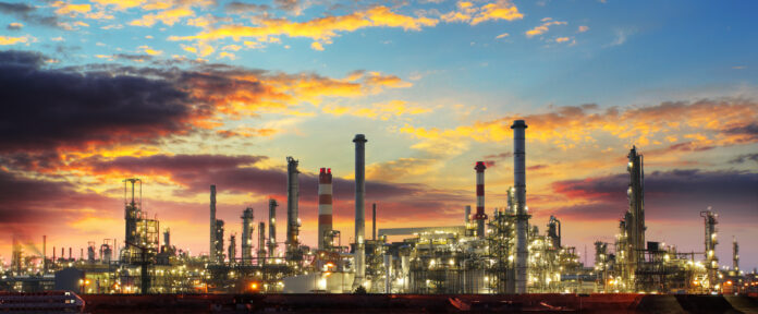 Oil Refinery at Sunset