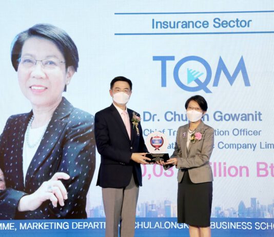 TQM คว้ารางวัลมูลค่าแบรนด์องค์กรสูงสุด ‘Thailand’s Top Corporate Brands 2021’
