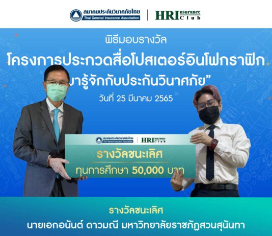 สมาคมประกันวินาศภัยไทย ประกาศผลการประกวดสื่อโปสเตอร์อินโฟกราฟิก “มารู้จักกับการประกันวินาศภัย”