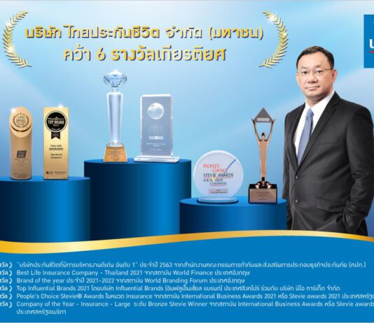 ไทยประกันชีวิตท็อปฟอร์มคว้ารางวัลเกียรติยศทั้งในประเทศและระดับสากล