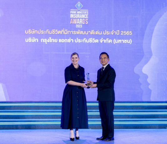 กรุงไทย-แอกซ่า ประกันชีวิต คว้ารางวัล “บริษัทประกันชีวิตที่มีการพัฒนาดีเด่นประจำปี 2565” จากสำนักงานคปภ.