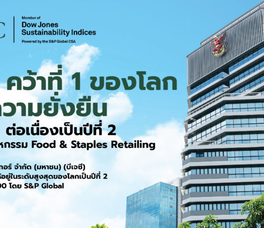 บีเจซี คว้าที่ 1 ด้านความยั่งยืนจาก DJSI ต่อเนื่องเป็นปีที่ 2 ในกลุ่มอุตสาหกรรม Food & Staples Retailing ด้วยคะแนนสูงสุดของโลก
