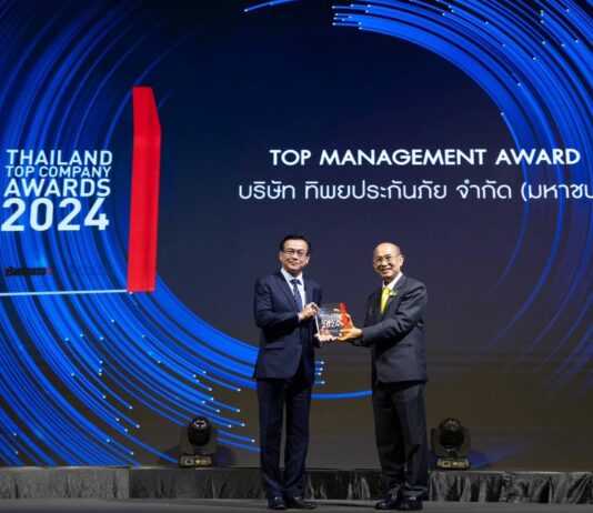 ทิพยประกันภัย คว้ารางวัล “THAILAND TOP COMPANY AWARDS 2024” ประเภท TOP MANAGEMENT AWARD ตอกย้ำความเป็นผู้นำด้านการบริหารงานยอดเยี่ยมในทุกมิติ