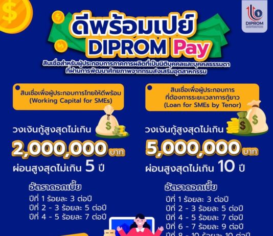 “ดีพร้อมเปย์” ปล่อยกู้ระยะสั้น ช่วยผู้ประกอบการแก้หนี้