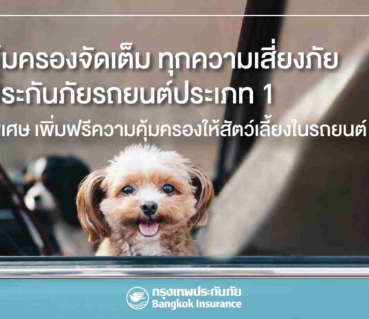 กรุงเทพประกันภัย เพิ่มฟรี “ความคุ้มครองสัตว์เลี้ยง” ให้ลูกค้าประกันภัยรถยนต์ ชั้น 1 รายใหม่และต่ออายุ