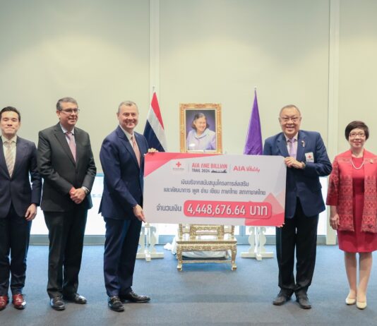 เอไอเอ มอบเงินบริจาคให้แก่สภากาชาดไทย จำนวนกว่า 4.4 ล้านบาท