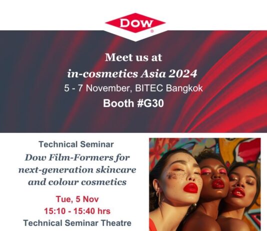 Dow เปิดตัวนวัตกรรม Personal Care โชว์ฟังชันการทำงานที่ล้ำหน้า ทรงประสิทธิภาพ เป็นมิตรกับสิ่งแวดล้อม ในงาน In-cosmetics Asia ที่ไบเทค