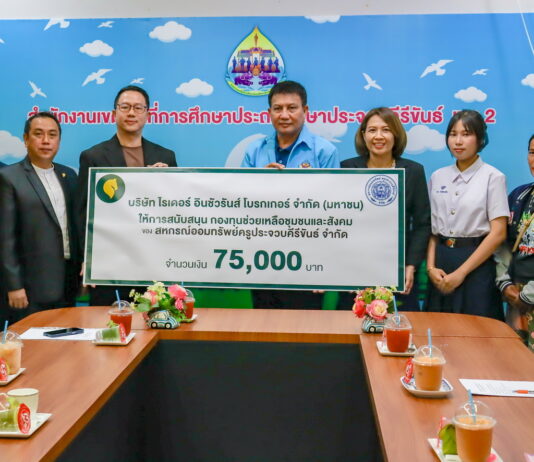 ไรเดอร์ สนับสนุนกองทุนช่วยเหลือชุมชนและสังคม แก่สหกรณ์ออมทรัพย์ครูประจวบคีรีขันธ์