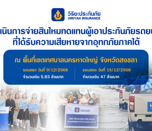 วิริยะประกันภัย เร่งจ่ายสินไหมฯ ผู้เอาประกันภัยในพื้นที่ประสบอุทกภัยภาคใต้