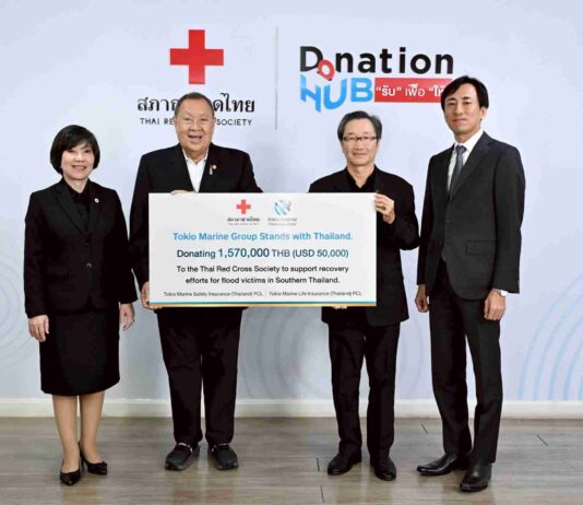 กลุ่มบริษัทโตเกียวมารีนมอบเงิน 1.57 ล้านบาท แก่สภากาชาดไทย หนุนภารกิจฟื้นฟูผู้ประสบอุทกภัยภาคใต้