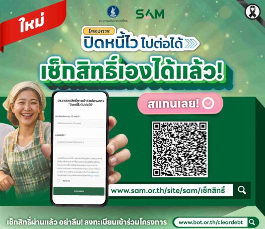 SAM Social AMC เร่งเครื่องลุยแก้หนี้ต่ำแสน เปิดระบบใหม่ เช็กสิทธิ์-ลงทะเบียน “ปิดหนี้ไว ไปต่อได้” ด้วยตนเอง “คลิกเดียวรู้ผลทันที” ผ่านออนไลน์
