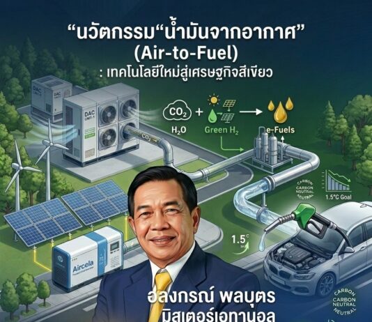 สตาร์ทอัพมะกันสุดเจ๋ง! เปลี่ยน “อากาศหายใจ” เป็น “น้ำมันเบนซิน” สยบวิกฤตพลังงานฟอสซิล “อลงกรณ์” หนุนไทยดึง “เอทานอล-ไบโอดีเซล” ต่อยอด สู่ผู้นำเศรษฐกิจสีเขียว