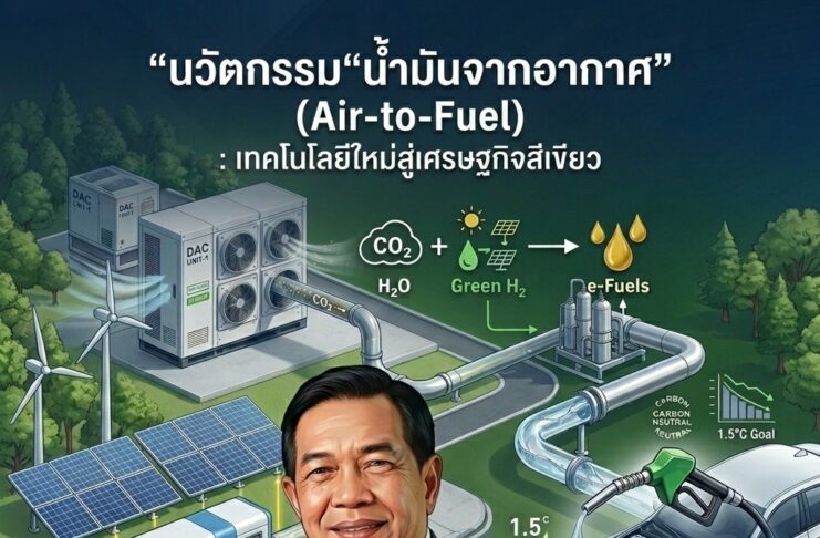 สตาร์ทอัพมะกันสุดเจ๋ง! เปลี่ยน “อากาศหายใจ” เป็น “น้ำมันเบนซิน” สยบวิกฤตพลังงานฟอสซิล “อลงกรณ์” หนุนไทยดึง “เอทานอล-ไบโอดีเซล” ต่อยอด สู่ผู้นำเศรษฐกิจสีเขียว