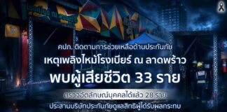 คปภ. ติดตามการช่วยเหลือด้านประกันภัยเหตุเพลิงไหม้โรงเบียร์ ณ ลาดพร้าว
