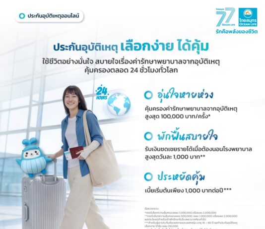 OCEAN LIFE ไทยสมุทรประกันชีวิต เปิดตัวประกันอุบัติเหตุออนไลน์ “เลือกง่าย ได้คุ้ม”