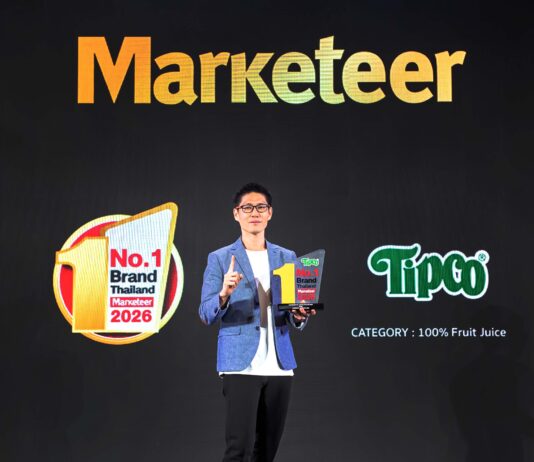 15 ปีแห่งความไว้วางใจ TIPCO คว้ารางวัล Marketeer No.1 Brand Thailand 2026 ครองตำแหน่งแบรนด์น้ำผลไม้ 100% ยอดนิยมอันดับ 1 ของไทย