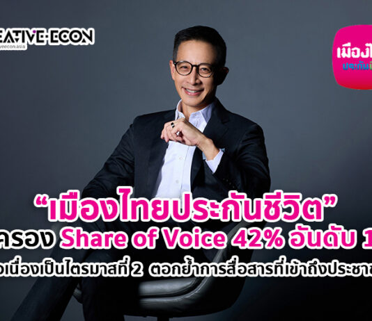 เมืองไทยประกันชีวิตครอง Share of Voice 42% อันดับ 1 ต่อเนื่องเป็นไตรมาสที่ 2 ตอกย้ำการสื่อสารที่เข้าถึงประชาชน