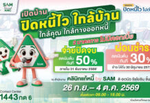 SAM เปิดบ้านช่วยคนไทยแก้หนี้เสียผ่านโครงการ “ปิดหนี้ไว ไปต่อได้”ทุกวันไม่เว้นวันหยุด เริ่มแล้วพรุ่งนี้-18 ต.ค.69